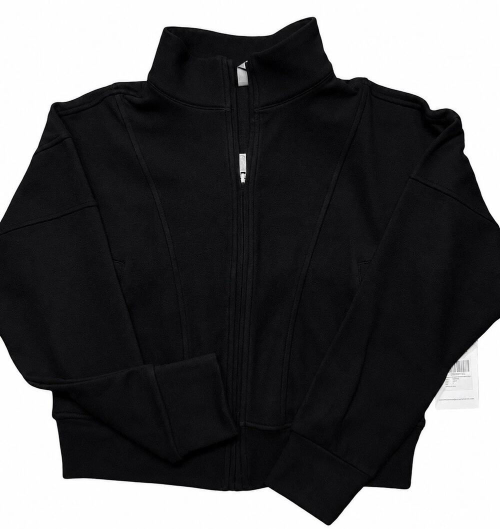 Women’s Extra Small Black Fleece Zip Jacket Stand Collar Full Zip Performance